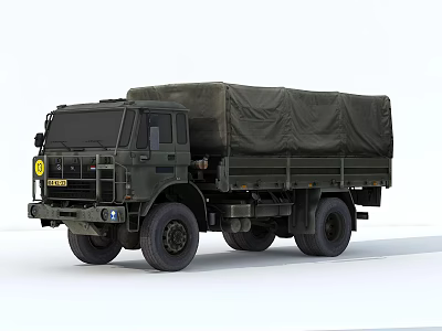 Green Military Truck With Canvas Covered Cargo Bed And Heavy Duty Transport Design 3d model