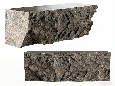 Natural Stone Reception Desk With Rough Textured Surface And Organic Design 3d model