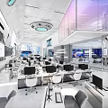 Modern Monitoring Room With High Tech Workstations And Screens