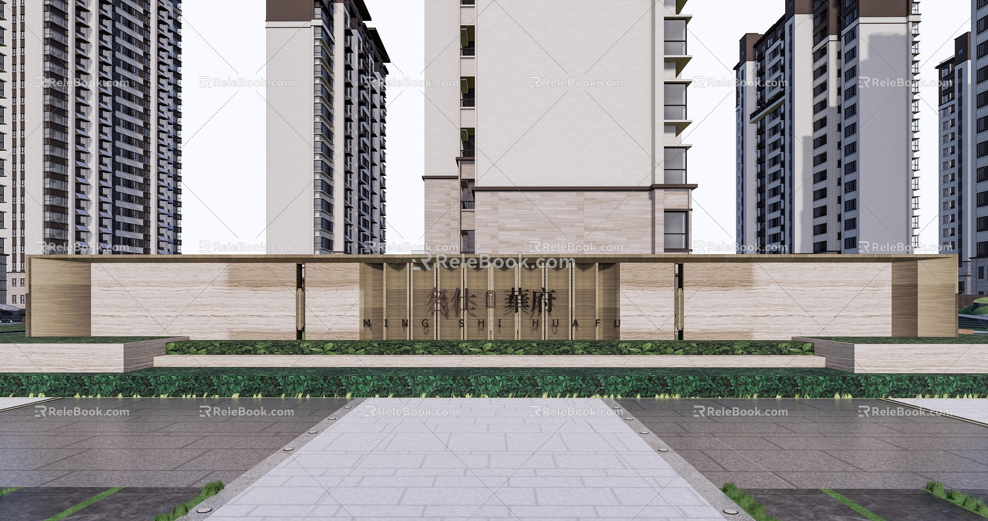 Modern landscape wall community opposite landscape wall 3d model