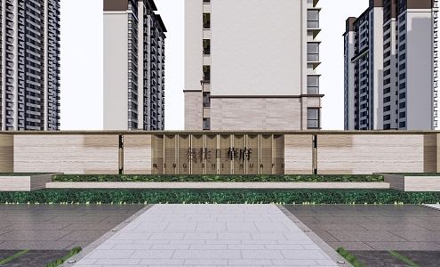 Modern landscape wall community opposite landscape wall 3d model