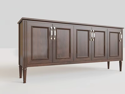 Elegant Wooden Console Sideboard with Cabinet Doors Metal Handles and Sturdy Legs 3d model