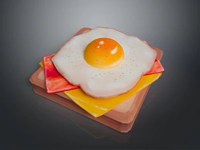 Fresh Fried Egg On Colorful Slices Arranged On Wooden Tray For Daily Use 3d model