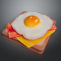 Fresh Fried Egg On Colorful Slices Arranged On Wooden Tray For Daily Use