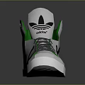 Adidas White High Top Sneakers With Green Accents Black Details And Three Stripes Logo