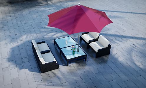 Modern Outdoor Sofa Outdoor Features Seat Leisure Chair Sun Umbrella 3d model