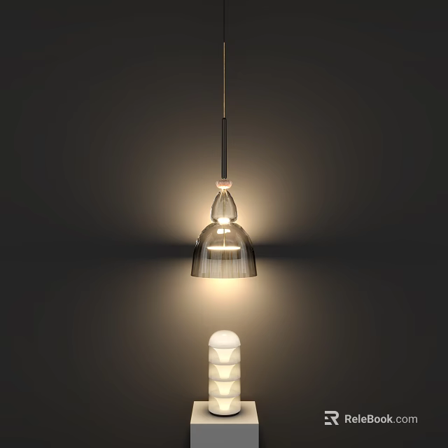 Modern Indoor Lighting Combination With Pendant Lamp Floor Lamp Glass Shades And Soft Warm Glow 3d model 