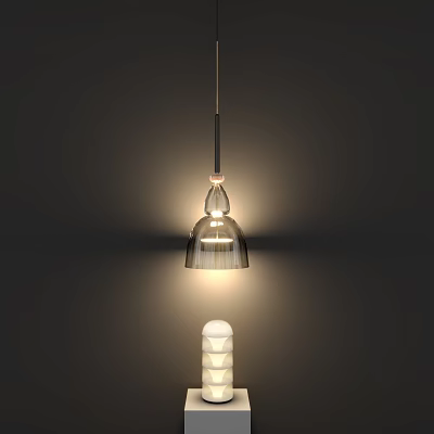 Modern Indoor Lighting Combination With Pendant Lamp Floor Lamp Glass Shades And Soft Warm Glow 3d model