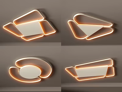 Modern LED Ceiling Lights With Stylish Geometric Curved And Angular Design Shapes 3d model