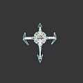 White Cross Shaped Throwing Weapon With Four Arrow Tips And Circular Center
