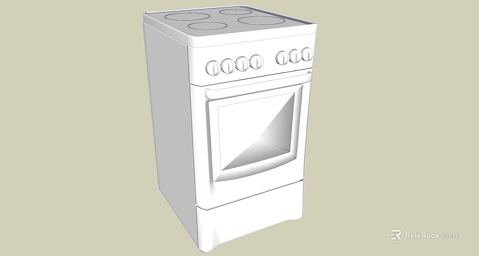 White Kitchen Stove With Four Burners Oven Door And Control Knobs As Essential Appliance 3d model 