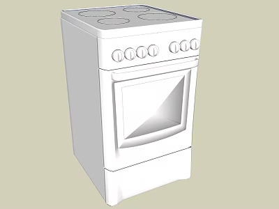 White Kitchen Stove With Four Burners Oven Door And Control Knobs As Essential Appliance 3d model