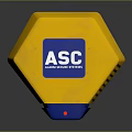 Yellow And Blue Hexagonal Fire Alarm Signal Device With Red Indicator