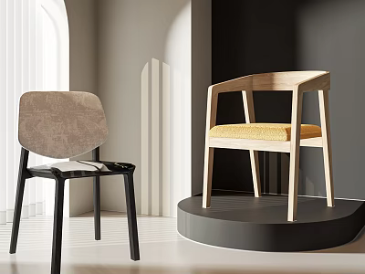 Modern Leisure Chairs With Upholstered Seats And Wooden Frames In Interior 3d model