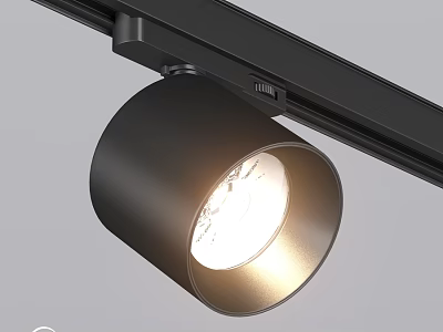 Black Track Mounted Spotlight with Bright Illumination and Modern Design 3d model