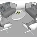 Modern Sofa and Coffee Table Set with Throw Pillows and Accent Chairs 3d model