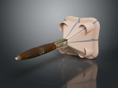 Tactical Weapon System With Deployed Aerodynamic Structure Brown Projectile And Metal Front Section 3d model