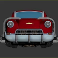Shiny Red Vintage Car With Streamlined Body Chrome Accents And Classic Design