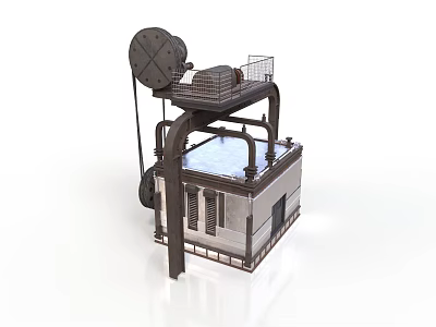 Industrial Equipment Featuring Circular Top Structure Metal Frame And Platform 3d model