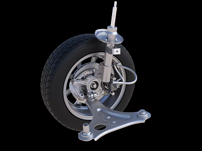Car Wheel Suspension Assembly With Metal Components Tire Hub And Mechanical Parts 3d model