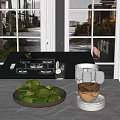 Cozy Kitchen Interior With Stove Fresh Limes Glass Cups And Wooden Bowls