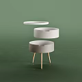 Modern Round Nightstand With White Gray Layers And Wooden Legs