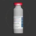 White Plastic Medical Device Bottle With Red Cap And Label Information 3d model