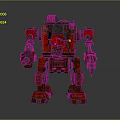 Red Mechanical Robot Game Movie Character With Armored Structure And Weapon Details