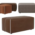 Square Fabric Ottoman Stools In Brown Gray Colors With Stitched Design