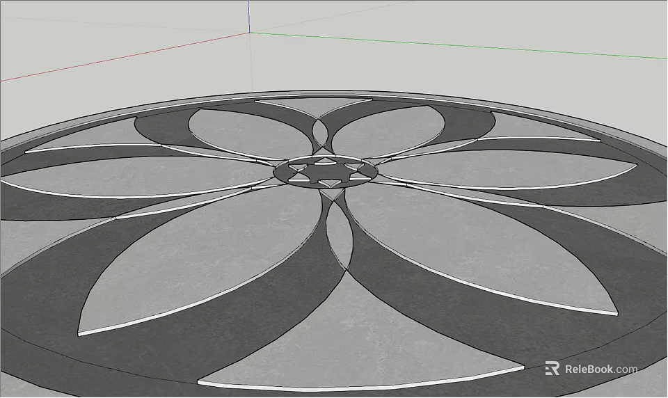 Circular Architectural Component With Petal Shaped Design And Central Decorative Structure 3d model