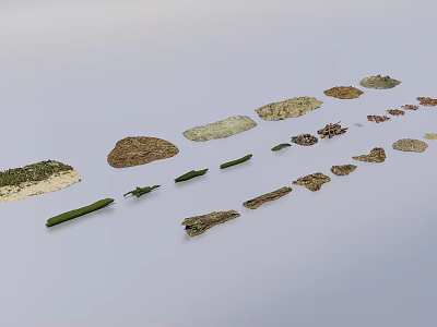 Microtopography Models With Various Shapes And Colors Arranged On White Background 3d model