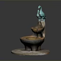 Decorative Peacock Shaped Fountain With Two Tiered Design And Circular Base