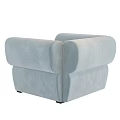 Light Blue Velvet Single Sofa with Oversized Rounded Armrests and Brown Cushion 3d model