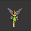 Animated Fairy Character with Golden Hair Green Dress and Spiral Wings for Game Movie