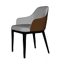 Modern Dining Chair With Gray Fabric Seat Pink Leather Backrest And Dark Wood Legs