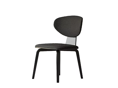 Modern Sleek Single Chair With Curved Backrest Upholstered Seat And Black Wooden Legs 3d model