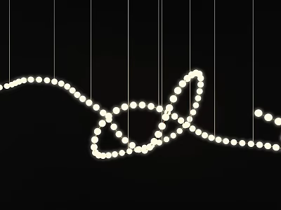 Modern Artistic Chandelier With Intertwined Curved Small Illuminated LED Bulb Lines 3d model
