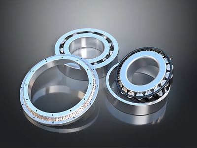 Industrial Metal Ball And Roller Bearings With Precision Mechanical Components Design 3d model
