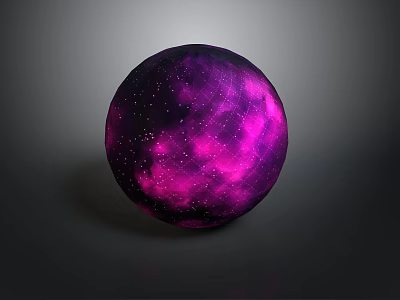 Glowing Purple Pink Starry Sphere Weapon With Cosmic Light Patterns 3d model