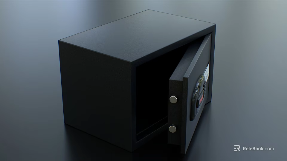 Modern Black Filing Cabinet With Open Door Secure Lock And Metal Design 3d model 