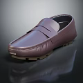 Elegant Purple Leather Loafers With Sleek Surface And Brown Reflective Sole