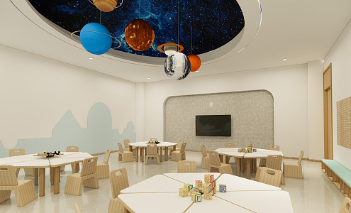 Modern Classroom Kindergarten Science Exploration Classroom 3d model