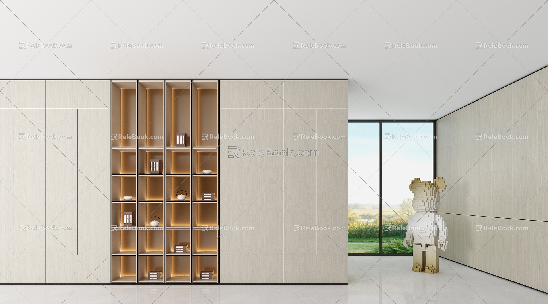 New Chinese-style Bookcase Decorative Cabinet model