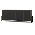 Modern Dark Wood Sideboard With Sleek Cabinet Doors And Tapered Legs