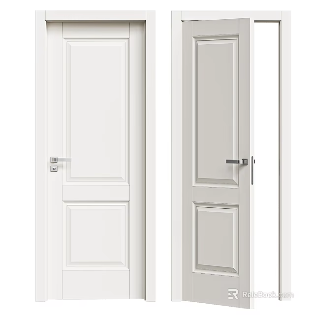 White Paneled Hinged Doors With Modern Interior Home Design Features 3d model 