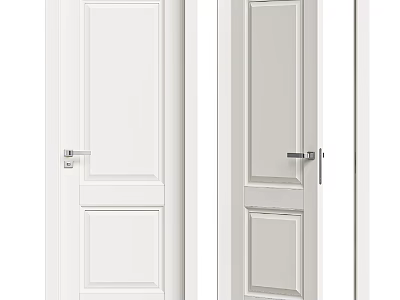 White Paneled Hinged Doors With Modern Interior Home Design Features 3d model