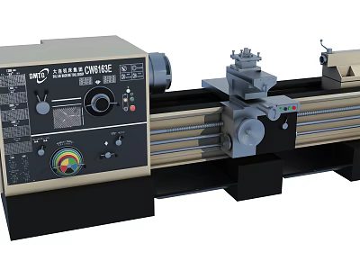 Professional Industrial Lathe Machine with Control Panel Stable Bed and Precision Tool Rest 3d model