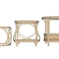 Elegant Rattan Woven Side Tables With Modern Circular Top And Intricate Frame