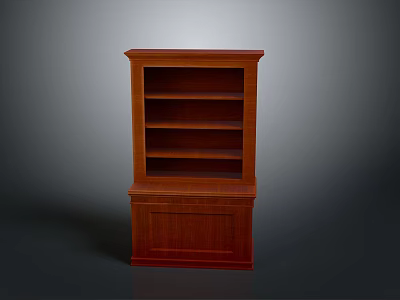 Classic Wooden Bookcase With Multiple Open Shelves And Bottom Cabinet For Home Office Storage 3d model