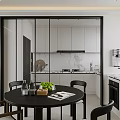 Modern Restaurant Interior With Dining Table Chairs Green Plants White Blinds And Wine Cabinet